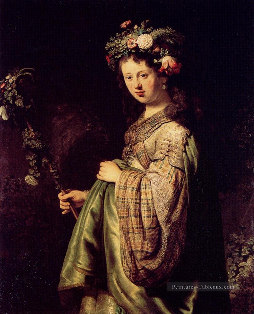 Saskia As Flora Rembrandt Peintures à l'huile